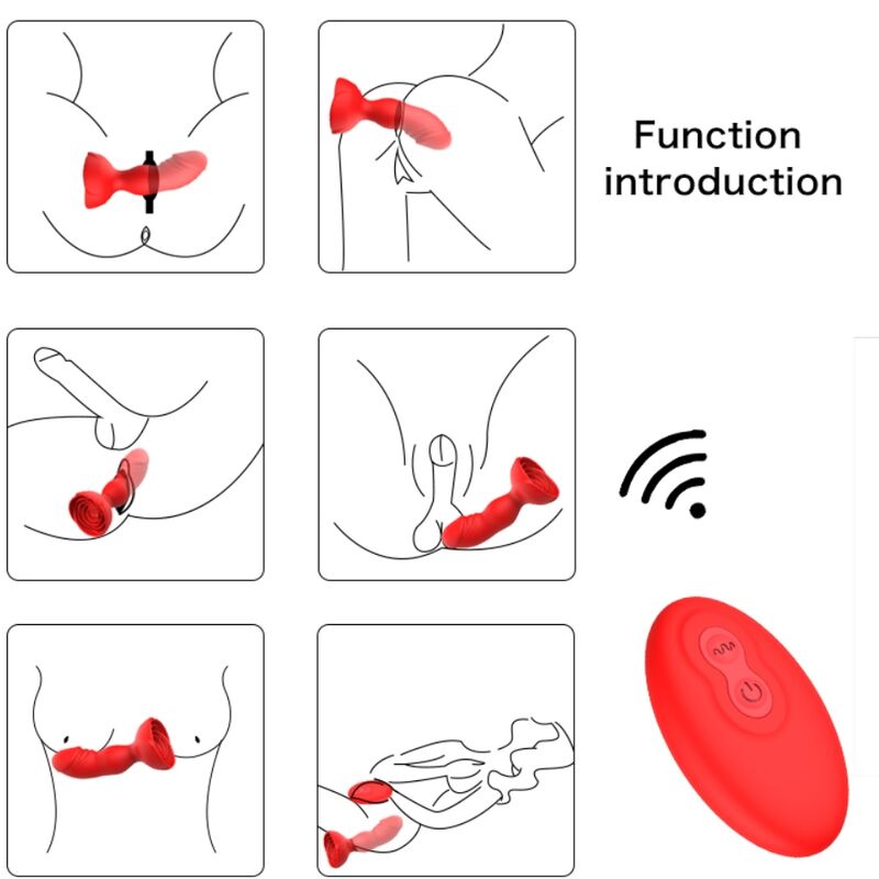Image Plug Anal Vibrant Télécommandé Rose Rouge Armony