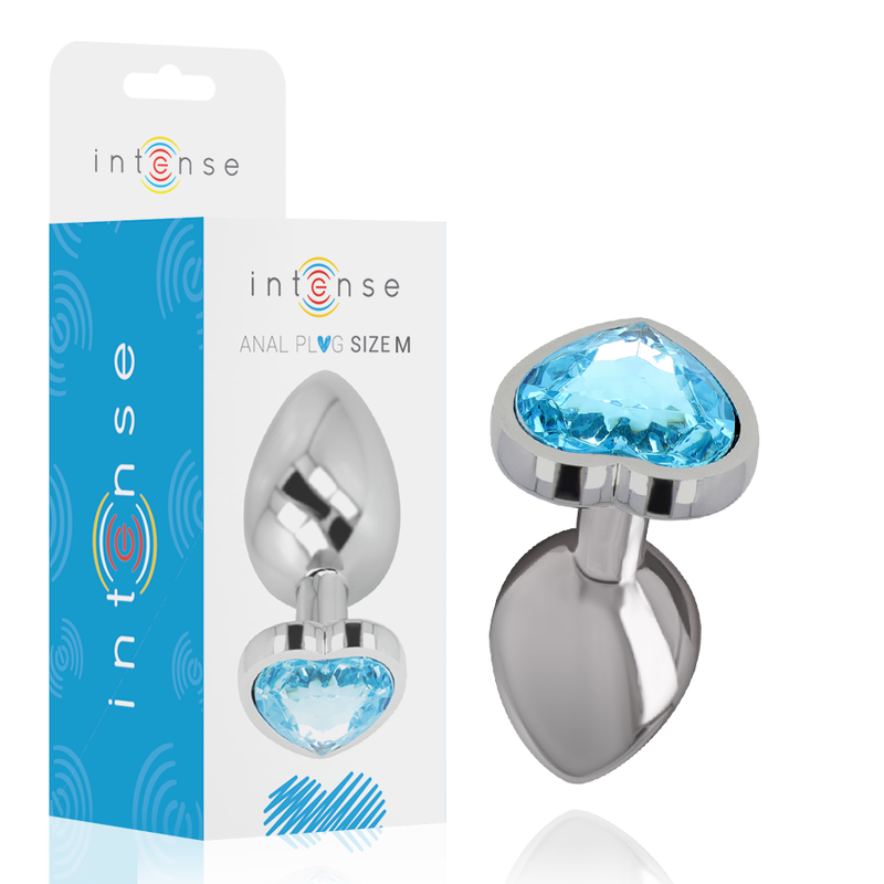 Image Plug Anal Métal Cœur Bleu Taille M Intense Anal Toys