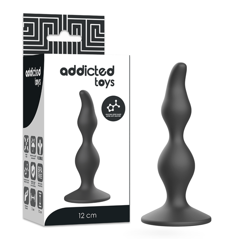 Image Plug Anal Silicone Noir Taille 12 CM Addicted Toys