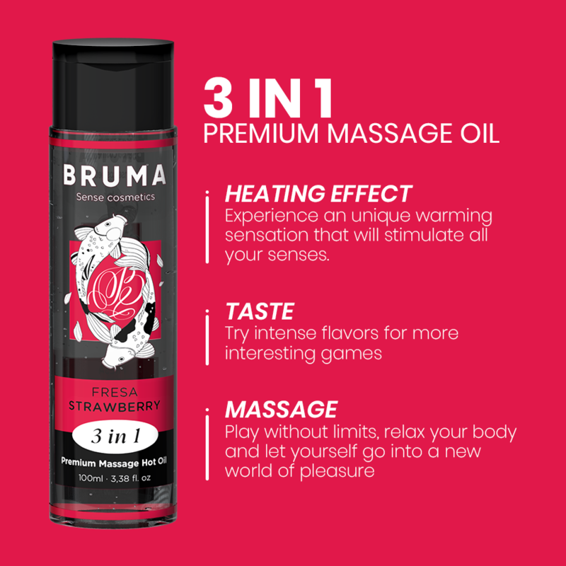 Image huile de Massage 3 en 1 Saveur fraise Bruma 100 ML