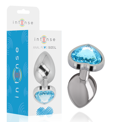 Image Plug Anal Métal Cœur Bleu Intense Anal Toys Taille L