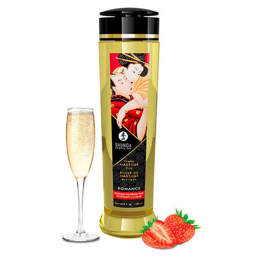 Image Huile de Massage Saveur Champagne et Fraises Shunga